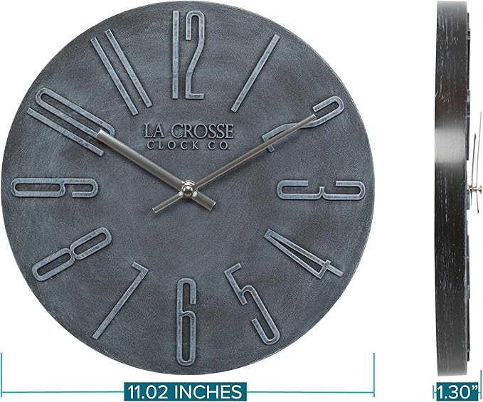 La Crosse Clock 404-3028B 11-inch Cormac Analog Quartz Wall Clock