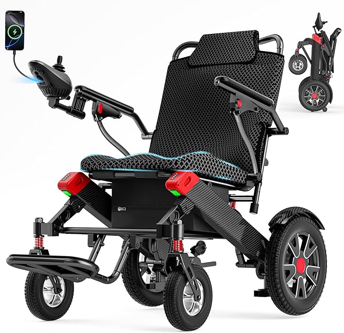 Electric Wheelchair for Adults, 15Miles Travel Range Heavy Duty Motorized Wheelchair for Seniors, Max Support 350lbs, All Terrain Power Wheelchairs for Home & Outdoor, Airline Approval