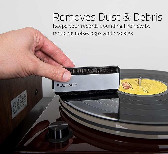 Fluance Vinyl Record Accessory Kit Anti-Static Carbon Fiber Brush and Record Weight VB52RW03