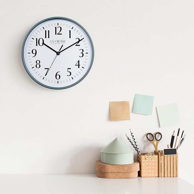 La Crosse Clock 404-3025G 10 Inch Green Basics Analog Quartz Wall Clock