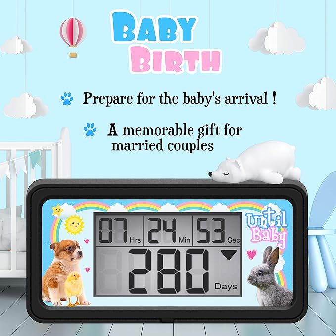 Digital 9999 Days Countdown Clock Timer with Backlight - Count Down Your Retirement, Wedding, Christmas, Vacation and All Calendar Event Dates in Your Life - Dog Collection (Black - 8 Frames)