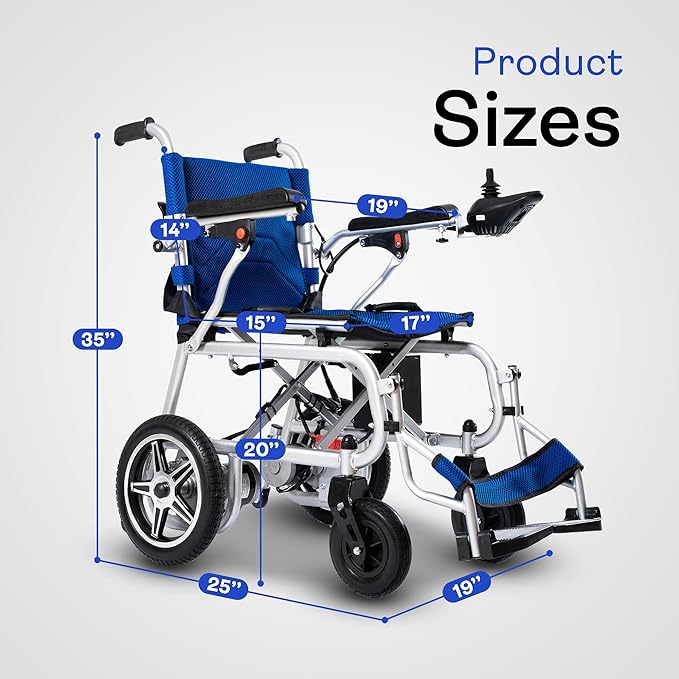 50 Lbs Electric Wheelchairs for Adults, Lightweight, Foldable Wheel Chair for Adults, 500W Motorized Portable Wheelchair for Senior, 300 Lbs Capacity 12-Mile Range (Artemis Pro - Blue)