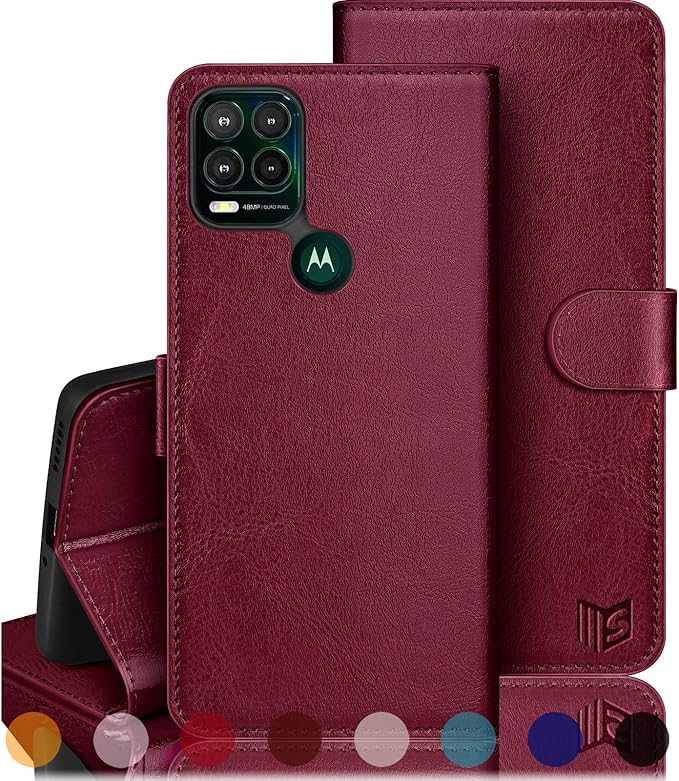 SUANPOT 【RFID Blocking for Motorola Moto G Stylus 5G (Non 2022) with Wallet case Credit Card Holder,PU Leather Flip Folio Book Phone case Cover Women Men for MotoG Stylus 5G case(Wine Red)