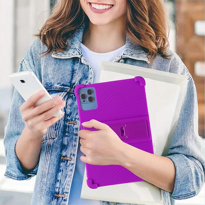 Case for BYYBUO A10_L 10.1 inch Tablet - Lightweight Silicone Stand Case Cover + 1 Random Color Stylus (Purple)