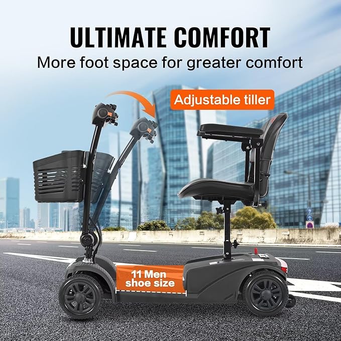 Mobility Scooter for Adults&Seniors - Electric Powered Wheelchair Device - 400 lb Capacity Compact Heavy Duty Mobile for Travel, Adults, Elderly - Long Range Power Extended Battery -Black
