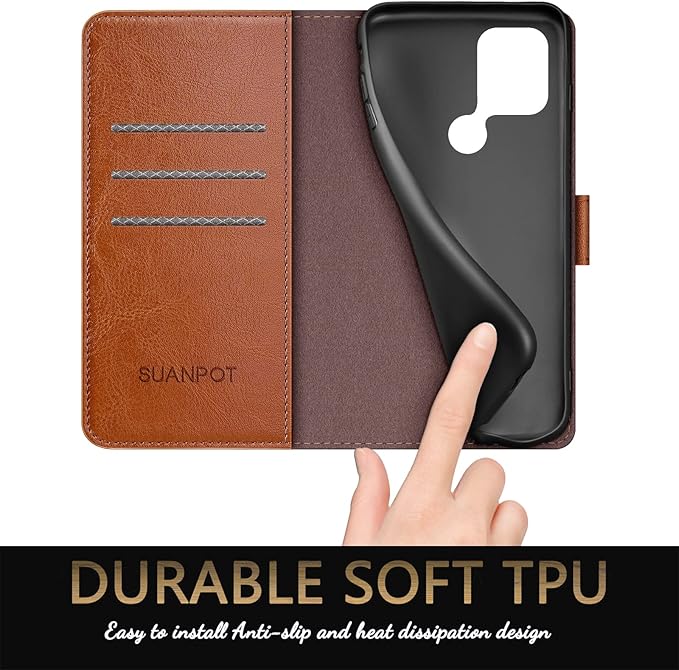 SUANPOT 【RFID Blocking for Motorola Moto G Stylus 5G (Non 2022) with Wallet case Credit Card Holder,PU Leather Flip Folio Book Phone case Cover Women Men for MotoG Stylus 5G case(Light Brown)