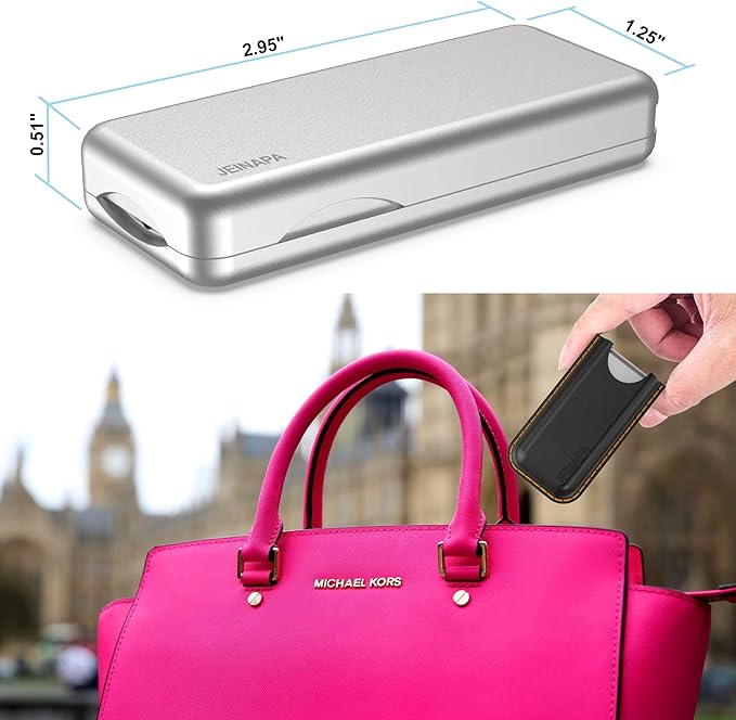JEINAPA Aluminum Pill Splitter Cutter with Auto Centering Device, 316L Stainless Blade, Genuine Leather Case, Professional Pill Splitter for Cutting Small or Large Pills (Silver)