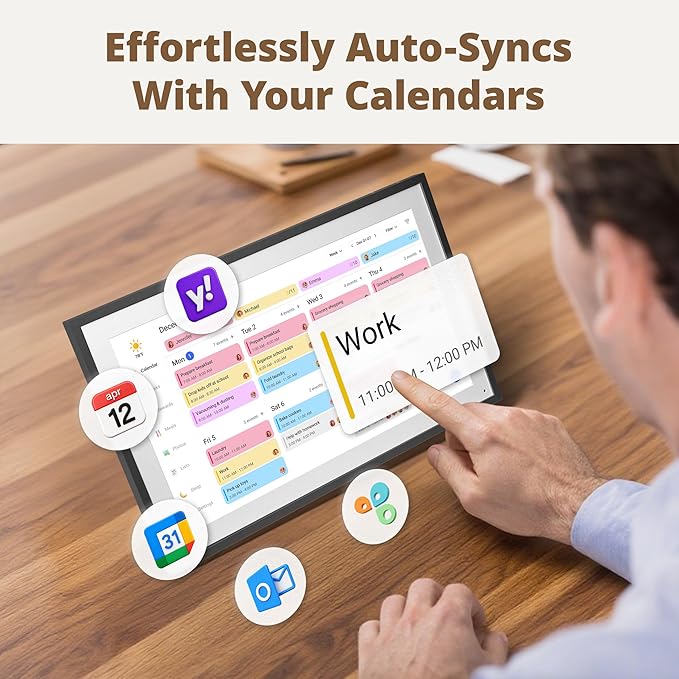 Dragon Touch Digital Calendar 21.5 Inch Touch Screen, Electronic Wall Calendar Chore Chart for Family Monthly/Weekly Planner, Interactive Display for Home Organization, Desk Mount Included - Black