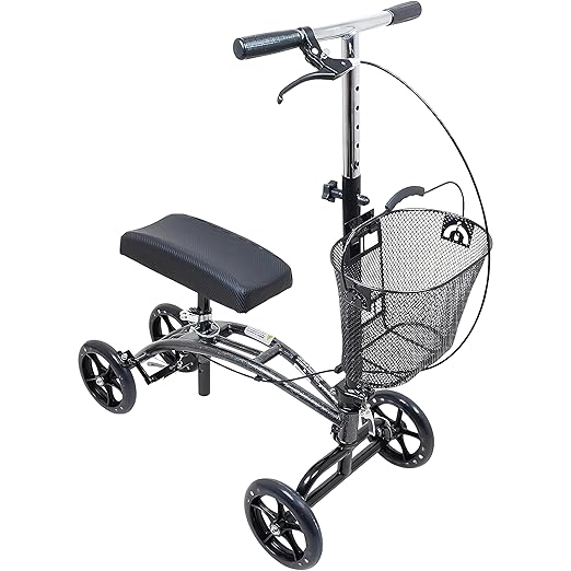 Carex Knee Walker Scooter for Injury of Foot with Comfortable Padding - Steerable Knee Scooter for Foot Injuries with Hand Brake - Crutch Alternative