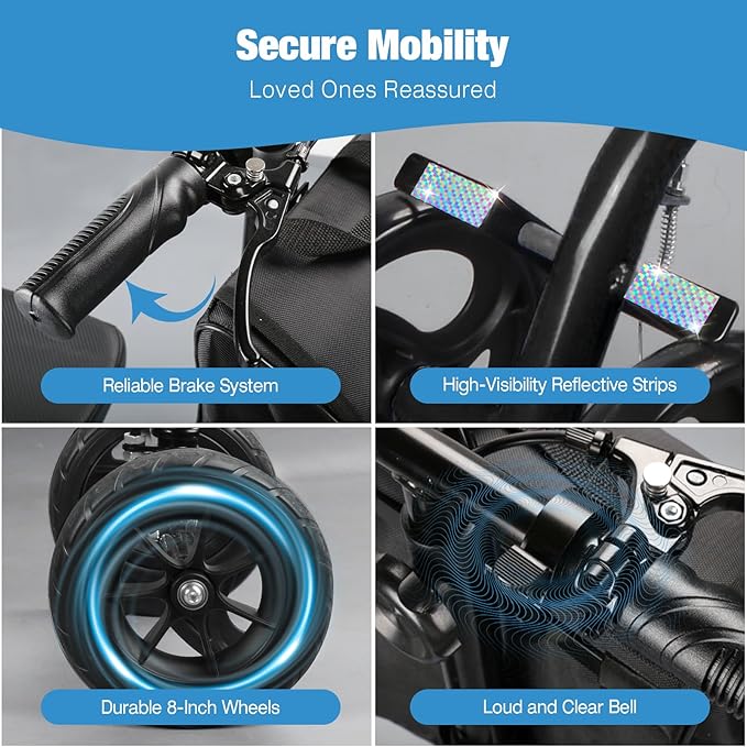 WHLICKS All Terrain Knee Scooter for Adults for Foot Surgery, Foldable & Steerable Knee Walker with PU Wheels, Medical Knee Scooter for Broken Foot Injured, Lightweight Leg Scooter for Broken Ankle