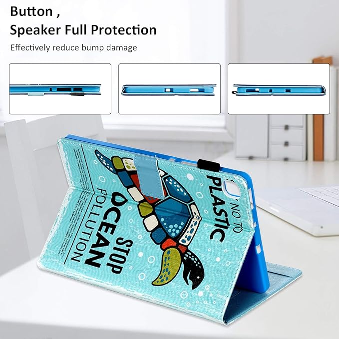 Dteck Case for Samsung Galaxy Tab S6 Lite Case, PU Leather Slim Flip Folio Multi-Angle Stand Auto Wake/Sleep Smart Wallet Cover for Samsung Galaxy Tab S6 Lite 10.4 inch 2020/2022, Turtle
