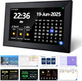 WiFi 10.1 Inch Digital Alarm Clock for Seniors, Large Display with Day/Date Smart Touchscreen Electronic Calendar 64 Alarms 64 Reminders Dementia Alarm Clock for Elderly（Black）