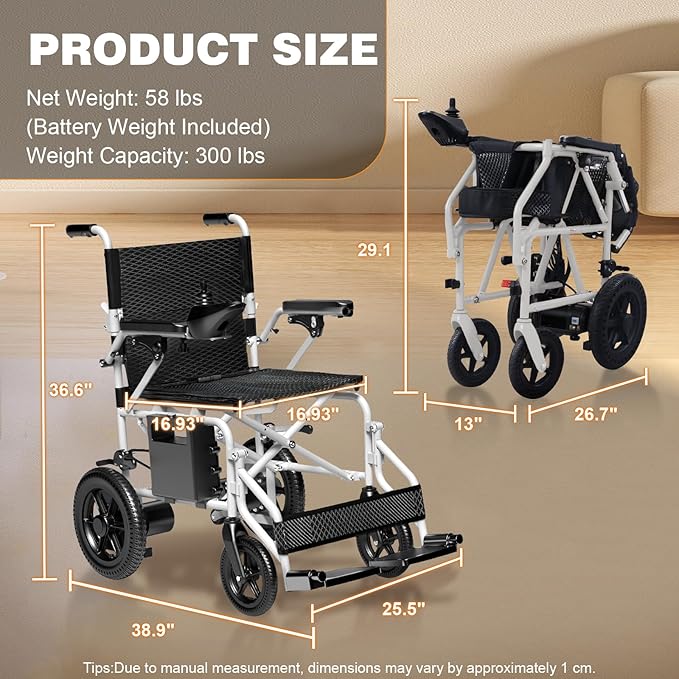[2025 Upgrade] Hassky Electric Wheelchair for Adults Foldable, 15 Miles Range Motorized Wheelchair, All Terrain Power Wheelchairs for Seniors Supports Up to 350 lbs White