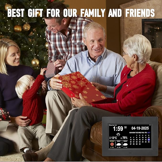Digital Alarm Clock, Multiple Alarm Functions, Clock with Date and Day, Digital Alarm and Electronic Calendar for Seniors (White, 7 inch) (7-inch Black WiFi)