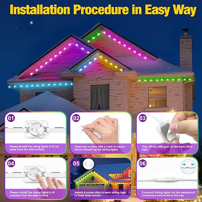 100ft Permanent Outdoor Lights for House, St. Patrick's Day House Roof Lighting RGB+IC Smart Outdoor Decor 50 Scene Modes with App/Remote Control, IP67 Waterproof Decor Led Lights for Valentine's Day
