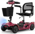 NFC One-Touch Keyless Unlock 4-Wheel Foldable Mobility Scooter for Seniors & Adults, 15 Mile Range, 3.7 MPH, Removable Battery, Digital Display, 300 lb Capacity, Red