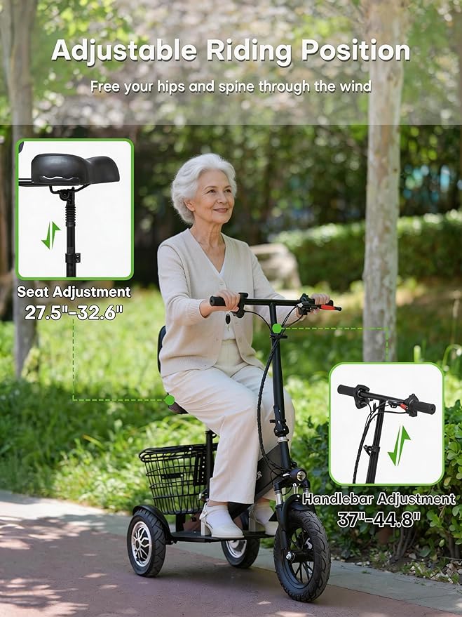 3 Wheel Mobility Scooter for Adults & Seniors, Lightweight Foldable Travel Scooter, 36V 500W Powerful Motors, 48 lbs Portable Design, Long-Range Electric Mobility Device, Supports up to 330 lbs