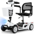 Foldable Mobility Scooter for Seniors & Adults - 4 Wheel Travel Scooter with NFC Smart Unlock, 15 Mile Range, 300 lbs Capacity, Compact Heavy Duty Mobile with Removable Battery & Basket, White