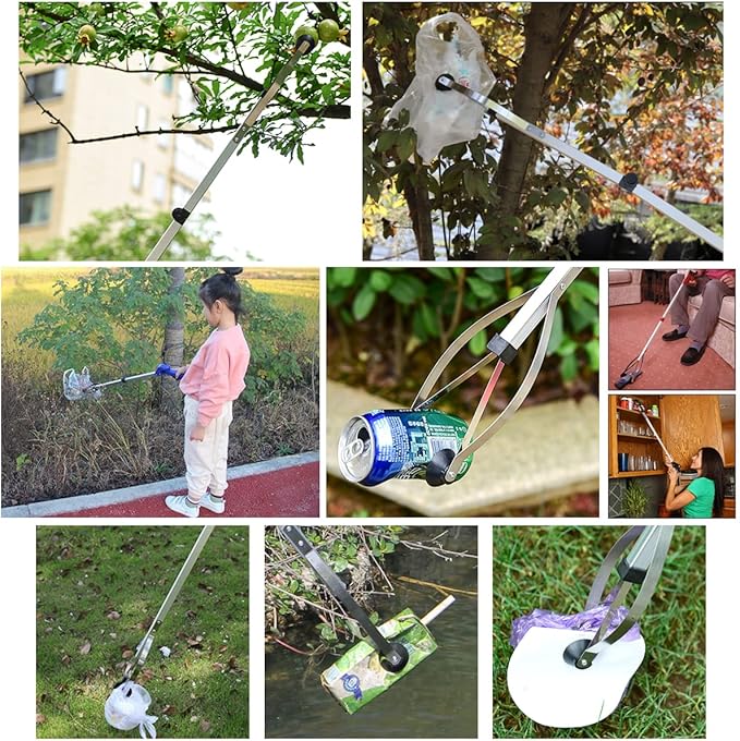 2 Pack Foldable Reacher Grabber Tool 32 Inch Lightweight Extra Long Handy Trash Claw Grabber, Anti-Slip Reaching Tool Assist Litter Pick Up Stick, Nabber, Arm Extension for Elderly Disabled Heavy Duty