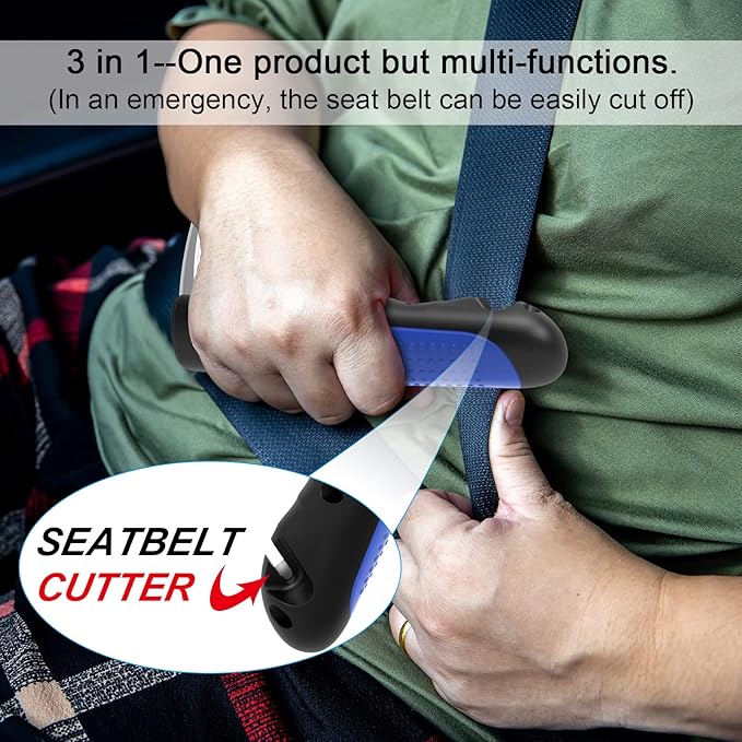 2Pack Multifunction Car Handle Assist for Elderly and Handicapped, 3 in 1 Automotive Door Assist Handle, Seatbelt Cutter, Window Breaker, Car Door Handle for Seniors