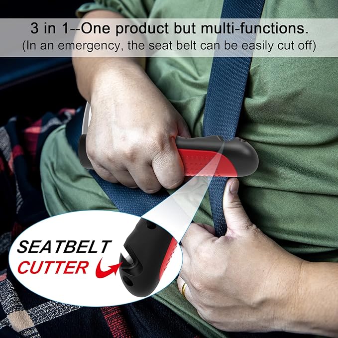 2Pack Multifunction Car Handle Assist for Elderly and Handicapped, 3 in 1 Automotive Door Assist Handle, Seatbelt Cutter, Window Breaker, Car Door Handle for Seniors