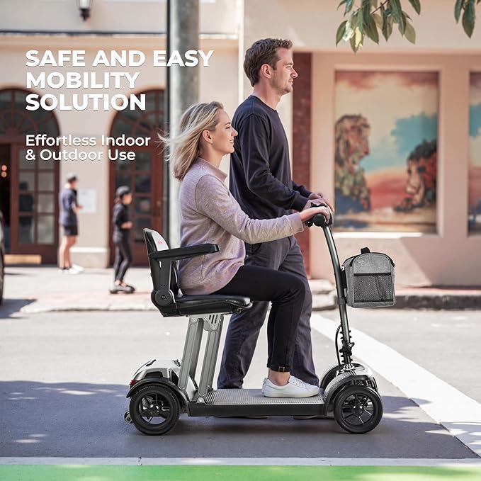 Metro Mobility Powered Mobility Scooters, 4 Wheel Foldable Mobility Scooter for Adults-265 lbs Capacity Folding Mobility Scooter, 10 Miles Long Travel Range Scooter with USB Charger Port Black