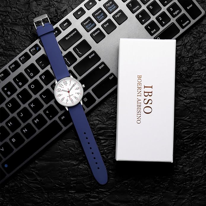 IBSO Nurse Watch for Nurse Medical Professionals Men Women Easy to Read Dial Wristwatches Silicone Band Second Hand Watches