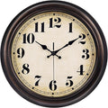 45MinST 13 Inch Red-Brown Vintage Large Wall Clock, Quartz, Battery Operated, Quiet Non-Ticking Accurate Movement with Bold Numerals, Elegant Home Decor