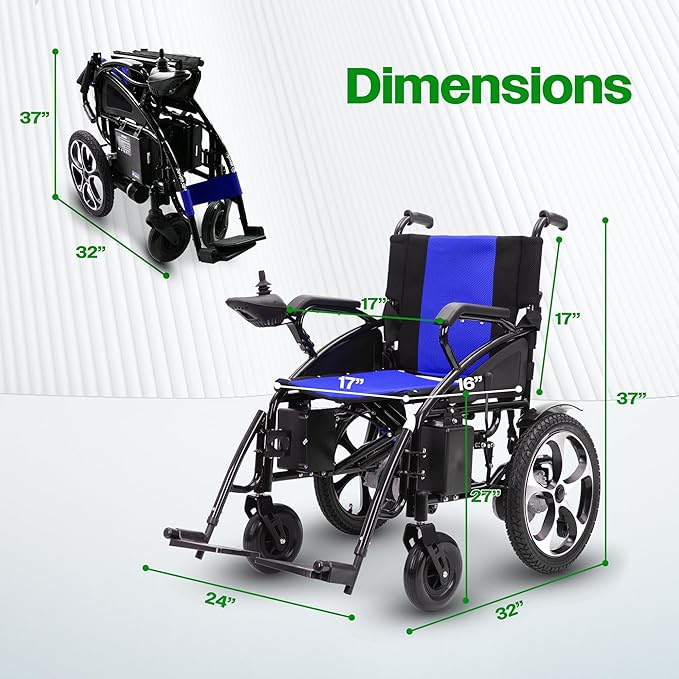 Culver Artemis All Terrain Electric Wheelchair Heavy Duty, Foldable Electric Wheelchairs for Adults, Power Wheelchairs for Seniors, Silla de Ruedas para Adultos Electrica — Blue