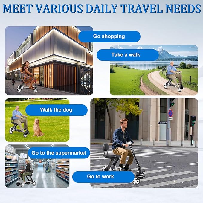 Lightweight Mobility Scooter for Adults and Seniors 47lb Foldable Electric Mobility Scooter,Compact Motorized Scooter Powered Mobility Scooter Airplane Travel Friendly(Adjustable Length&Height)