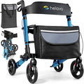 Helavo Foldable Rollator with Seat - Lightweight Aluminum Rolling Walker for Seniors and Adults