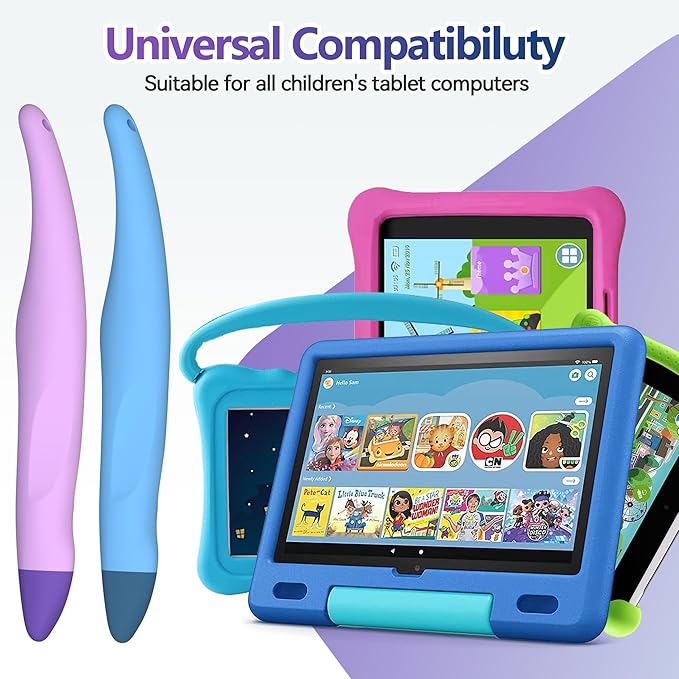 2 Pack Kid-Friendly Stylus Pens for Touch Screens,Tablet Stylus Pen Purple Blue Stylus Universal Touch Screen Capacitive Stylus Compatible with Kindle ipad iPhone