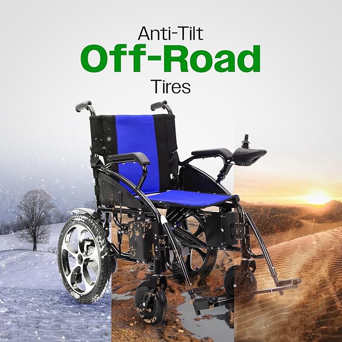 Culver Artemis All Terrain Electric Wheelchair Heavy Duty, Foldable Electric Wheelchairs for Adults, Power Wheelchairs for Seniors, Silla de Ruedas para Adultos Electrica — Blue