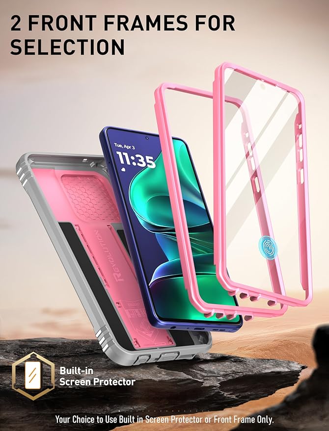 Poetic Revolution Case for Motorola Moto G Stylus 5G 2025, [Slide Camera Cover] [Screen Protector Works with Fingerprint ID] Military Grade Rugged Shockproof Phone Case with Built in Kickstand, Pink