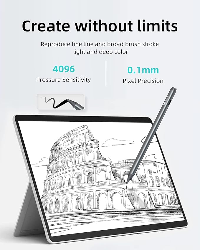 Metapen Stylus Pen M2 for Surface (Premium, 4096 Finest Control, Eraser End) - Compatible with Surface Pro 7//8/9/X//10/11/Book 3/Laptop 4/Studio 2, ASUS VivoBook Flip 14, for Creators,Students,Doers