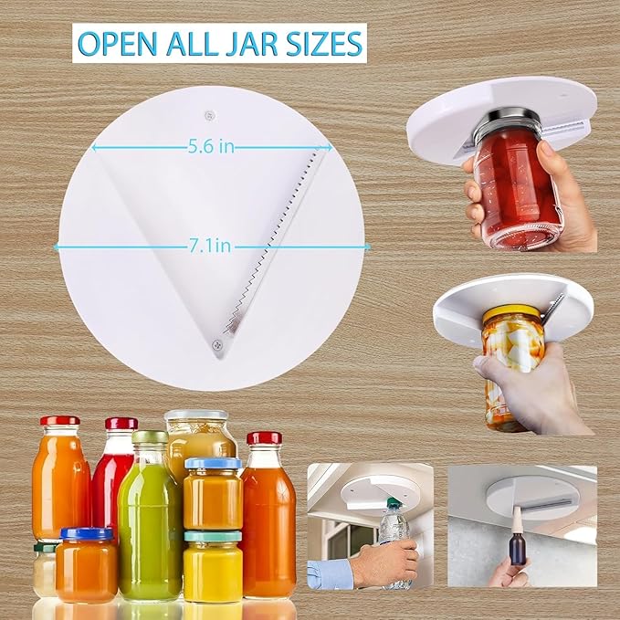 2 Pack Under Cabinet Jar Opener for Seniors, Easy Grip Jar & Bottle Opener for Weak Hands and Arthritis, One-Handed Kitchen Gadget for Home Assistance