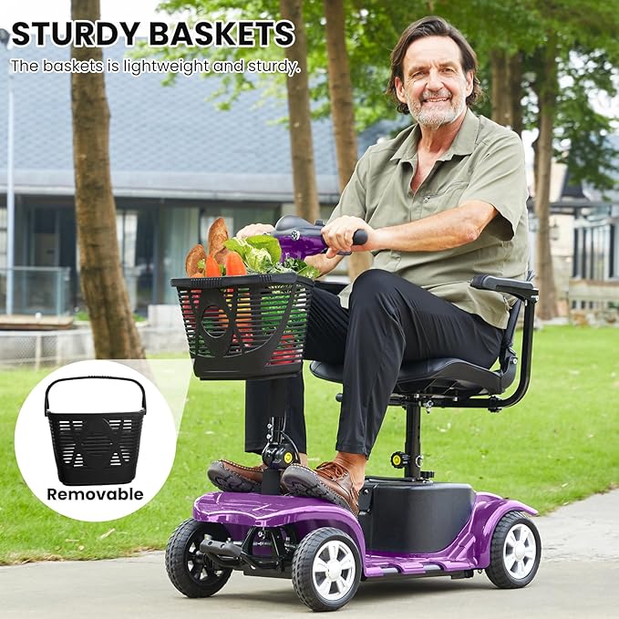 Mobility Scooters for Seniors, Light Weight Mobility Scooters for Adults, Compact Folding Electric Mobility Scooter, LED Lights, Adjustable Seat, 3~6.5 KM/H