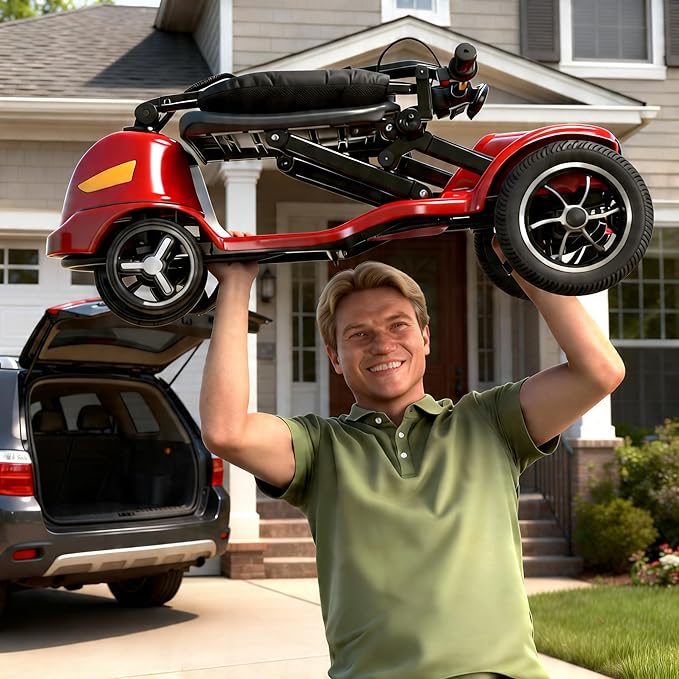 30mile Mobility Scooter for Adults with Travel Bag,33lb Magnesium Ultra Lightweight Folding Power Mobility Scooter for Senior,All Terrain Motorized Scooter,Airline Approved,Two Battery (Two Battery)