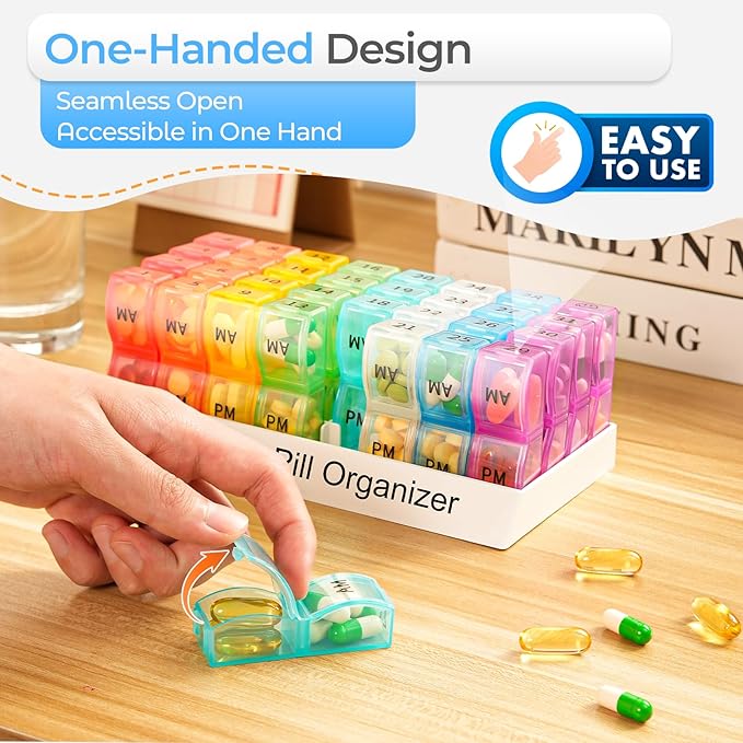Monthly Pill Organizer AM/PM 31-Day Travel Medicine Case 4-Week Pill Box