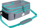 Meichoon Medical Bag Empty with Double-Layer Organizer Large First Aid Box for Emergency Supplies Waterproof for Travel Car Home First Responder Kit Medicine Storage Case Grey