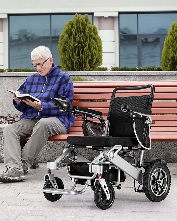 Electric Wheelchair 25 Miles Longer Range, Foldable Power Wheelchair for Adults Seniors,500W Dual Motors,Compact Motorized Wheelchair All Terrain,Intelligent Folding, Travel Size