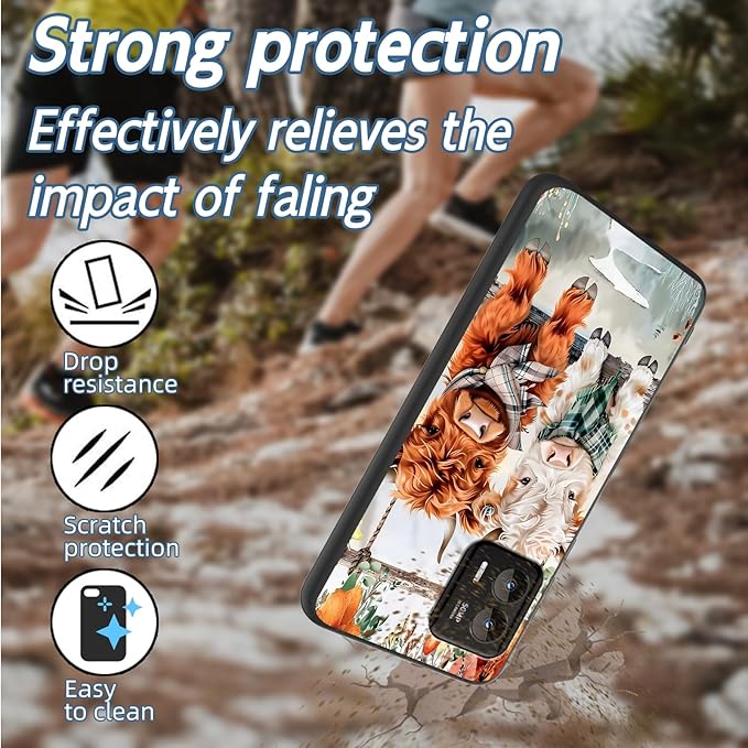 for Moto G Stylus 5G 2024 Phone Case, Soft TPU Shockproof Full Body Protection Cover 6.7" for Moto G Stylus 5G 2024, Lightweight Compatible Wireless Charging, Cute Highland Cows