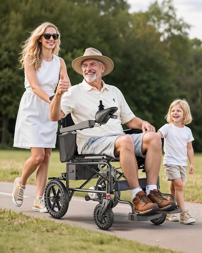 Goldseason 22'' Extra-Wide Electric Wheelchairs for Adults - 15 Miles Range & Support 350 lb Foldable Motorized Wheelchair, 500W Motor All Terrain Power Wheelchair for Home/Outdoor/Travel, Blue