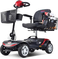 Metro Mobility 4 Wheel Foldable Mobility Scooter for Adults - 300 lbs Capacity Electric Mobility Scooters for Seniors, Travel - Long Range Power Extended Battery with Charger and Basket - Red