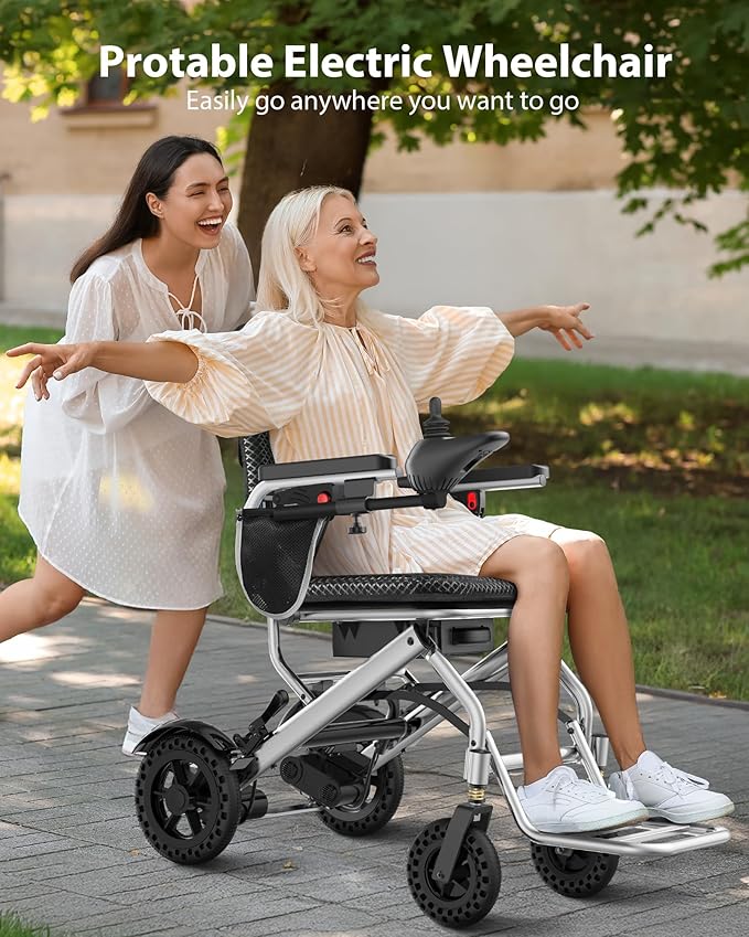 33 lb Lightweight Electric Wheelchairs for Adults - 15 Miles Range Foldable Portable Mobility Wheelchair Electric, 360W All Terrain Power Wheelchair, 330 lb Capacity, Airline Approved