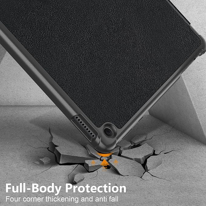 Case for Amazon Fire HD 10 Tablet 10.1" Inch Display (13th Generation, 2023 Released) - Lightweight Tri-fold Stand Cover Case + 1 Screen Protector and 1 Stylus (Black)