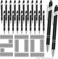 Yeaqee 200-Pack Ballpoint Pen with Stylus Tip Click Black