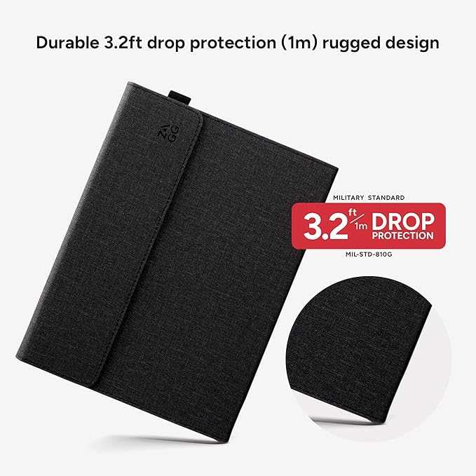 ZAGG Folio Case for Microsoft Surface Go 4 3 with Stand and Stylus Holder Black
