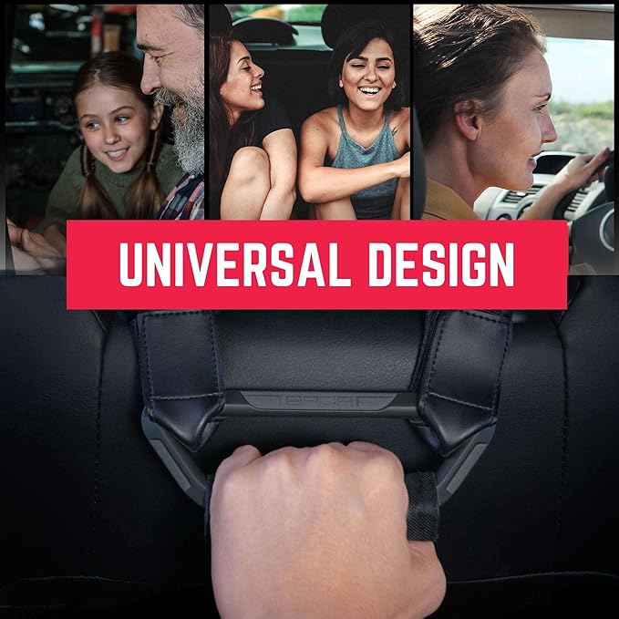 GPCA BackGrip X Heavy-Duty Headrest Grab Handle for Lifted Trucks & Jeeps, Rear Seat Entry Assist for Seniors & Kids Fits Vehicles with Pole-Style Headrests (Up to 16mm) Easy Install (2PC-Jet Black)