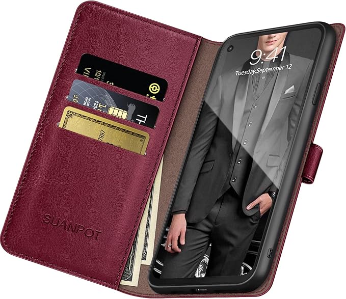 SUANPOT 【RFID Blocking for Motorola Moto G Stylus 5G (Non 2022) with Wallet case Credit Card Holder,PU Leather Flip Folio Book Phone case Cover Women Men for MotoG Stylus 5G case(Wine Red)